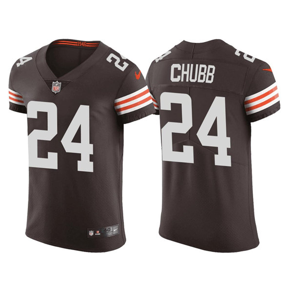 Men's Cleveland Browns #24 Nick Chubb Brown Elite Stitched Jersey